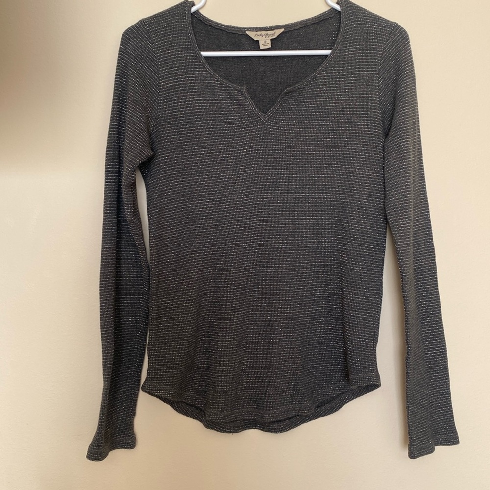 Grey sparkle lucky brand long sleeve size small